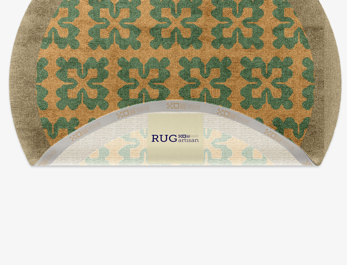 Saltire Geometric Round Hand Knotted Bamboo Silk Custom Rug by Rug Artisan