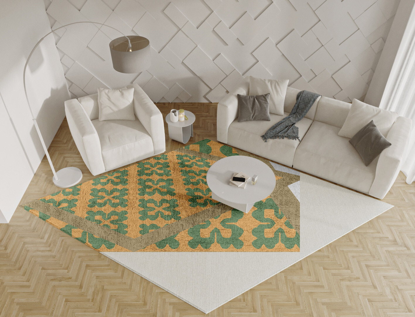 Saltire Geometric Diamond Hand Tufted Bamboo Silk Custom Rug by Rug Artisan