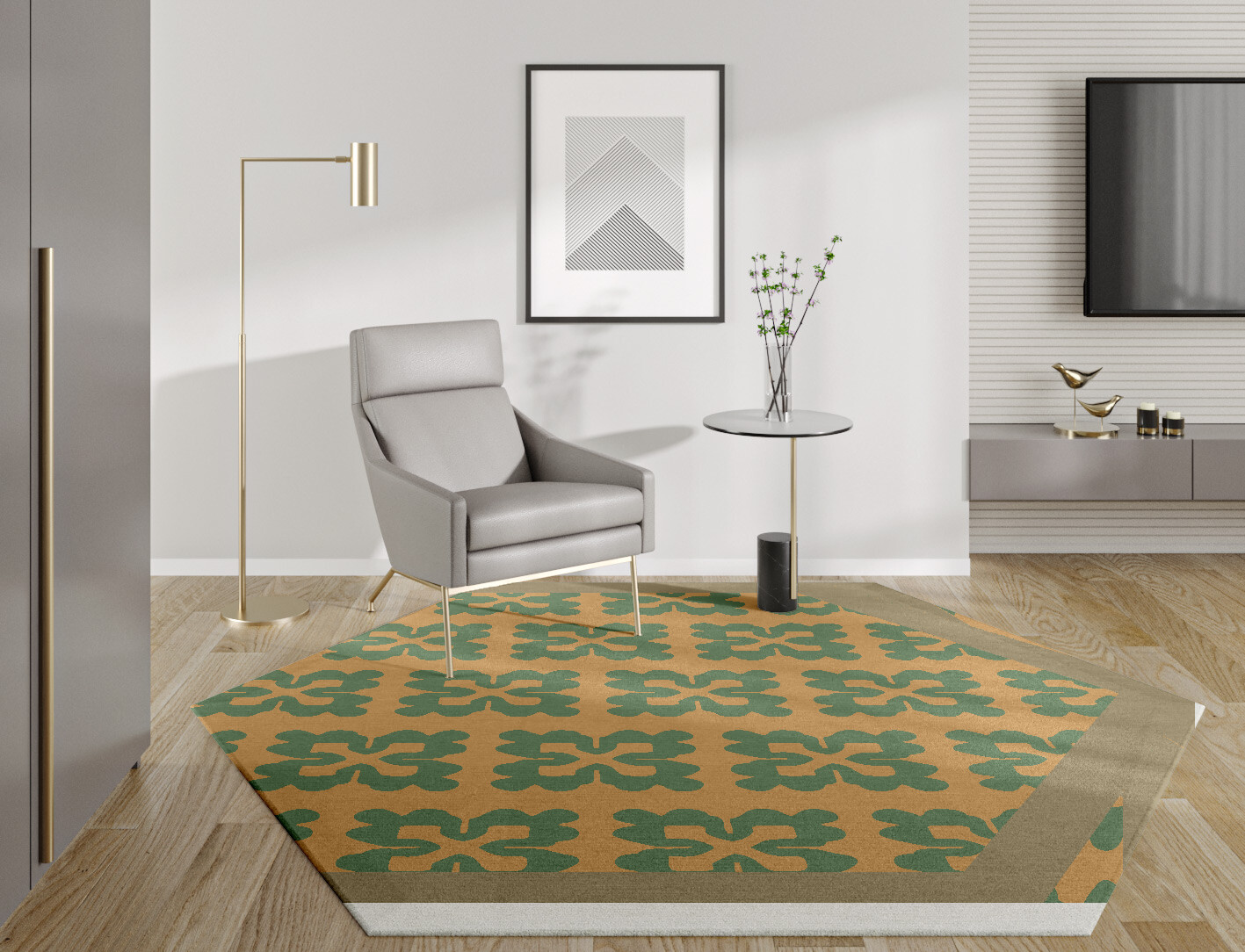 Saltire Geometric Hexagon Hand Tufted Pure Wool Custom Rug by Rug Artisan