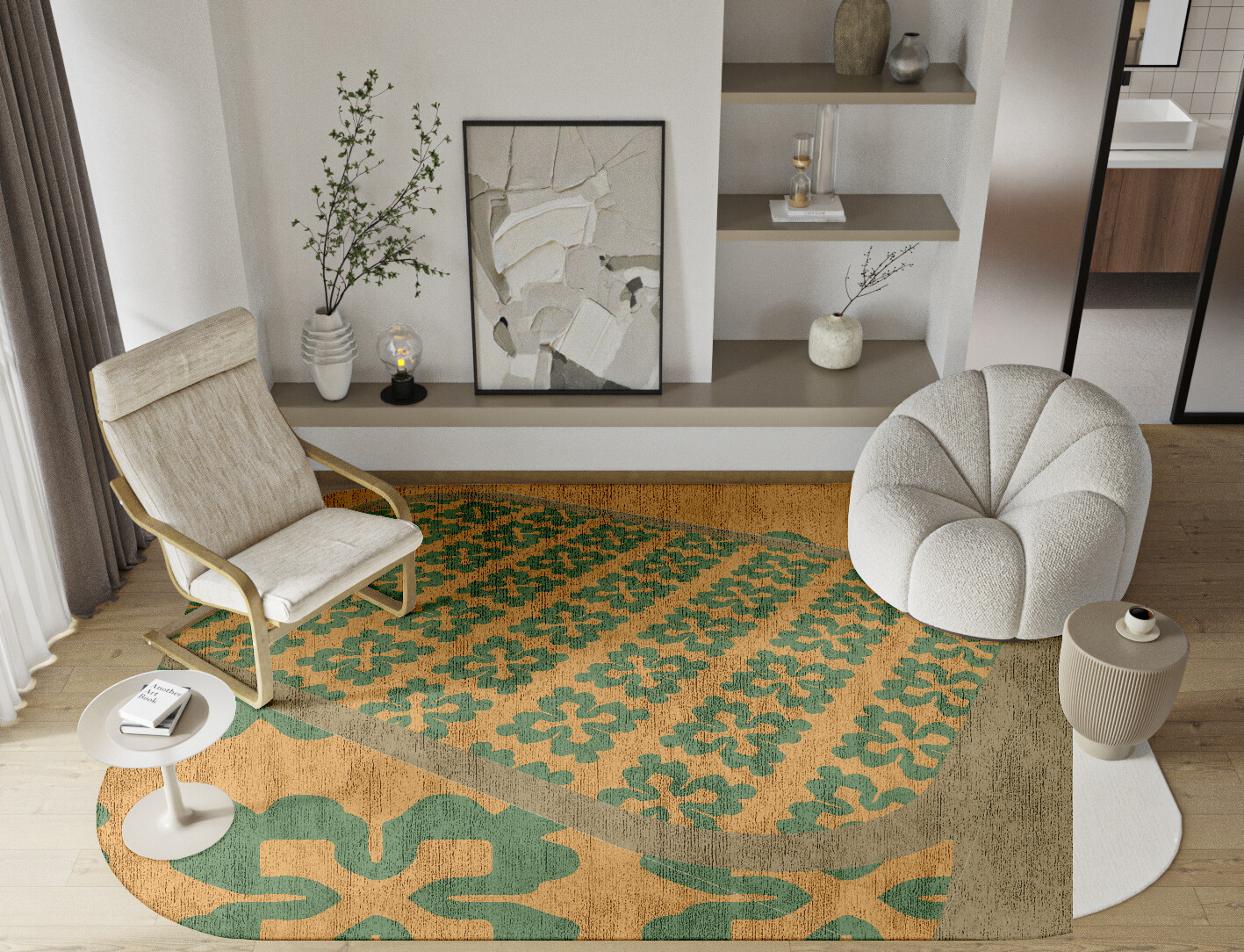 Saltire Geometric Oblong Hand Tufted Bamboo Silk Custom Rug by Rug Artisan