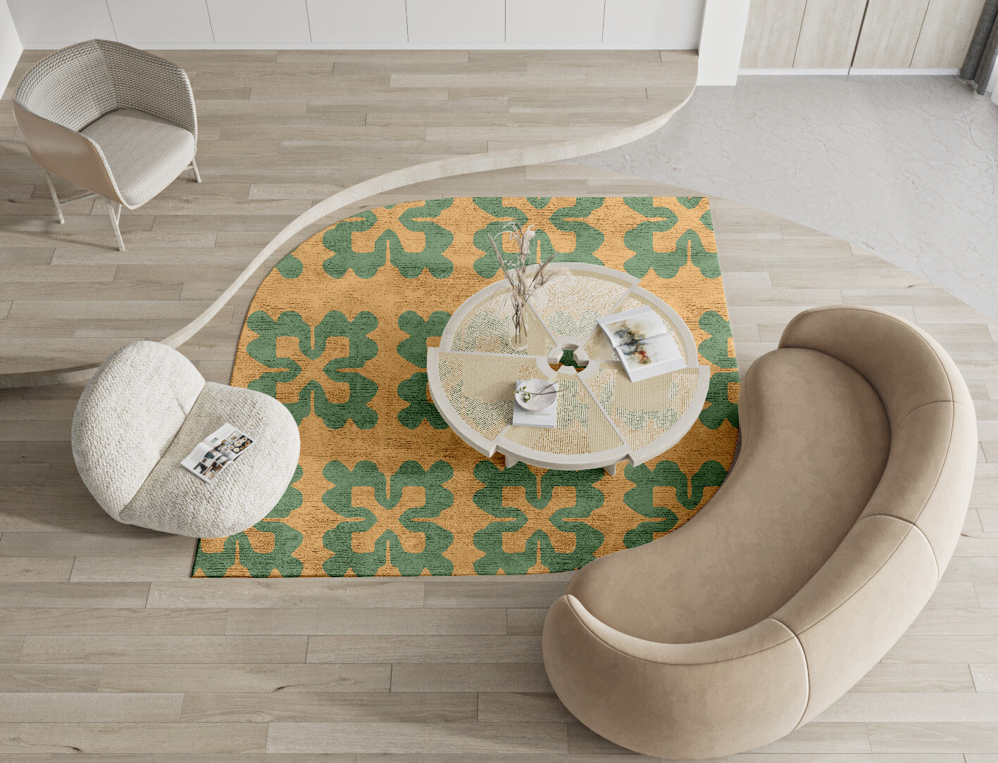 Saltire Geometric Ogee Hand Tufted Bamboo Silk Custom Rug by Rug Artisan