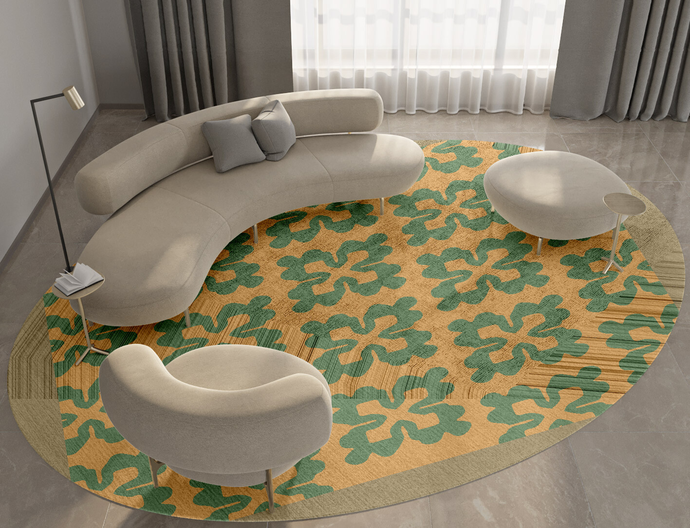 Saltire Geometric Oval Hand Tufted Bamboo Silk Custom Rug by Rug Artisan