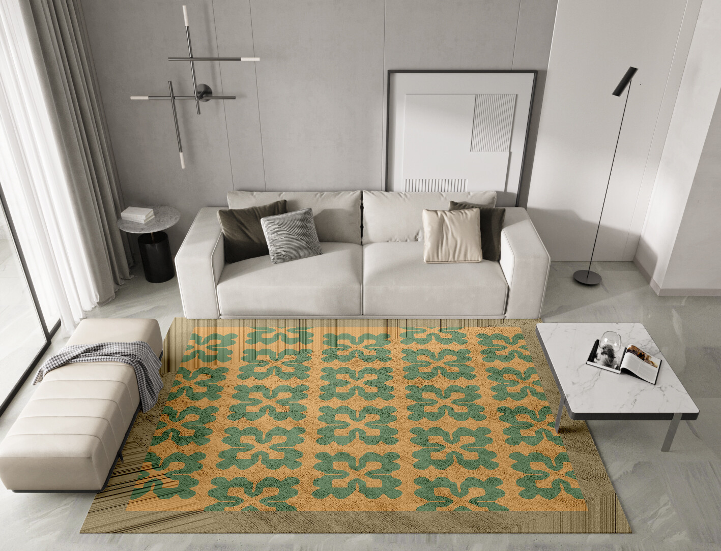 Saltire Geometric Rectangle Hand Tufted Bamboo Silk Custom Rug by Rug Artisan