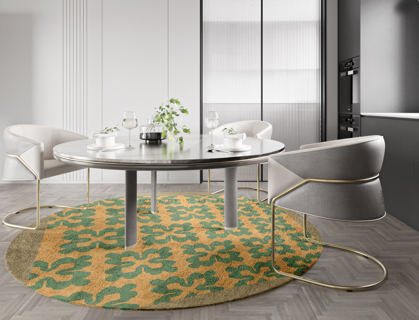 Saltire Geometric Round Hand Tufted Bamboo Silk Custom Rug by Rug Artisan