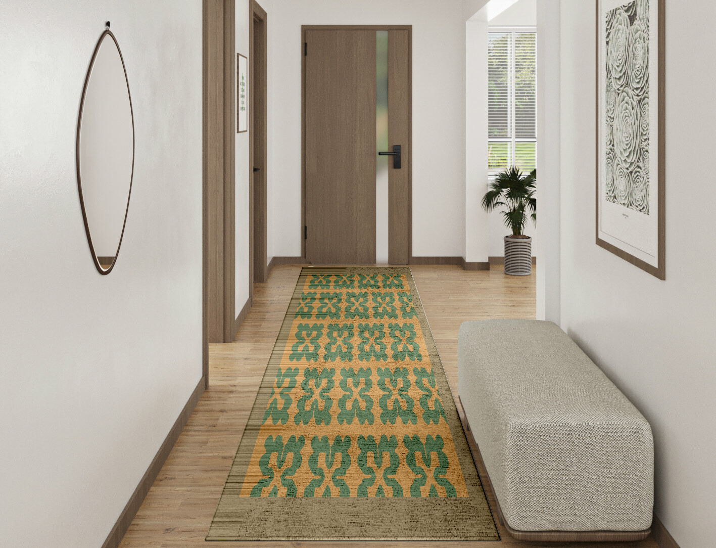 Saltire Geometric Runner Hand Tufted Bamboo Silk Custom Rug by Rug Artisan