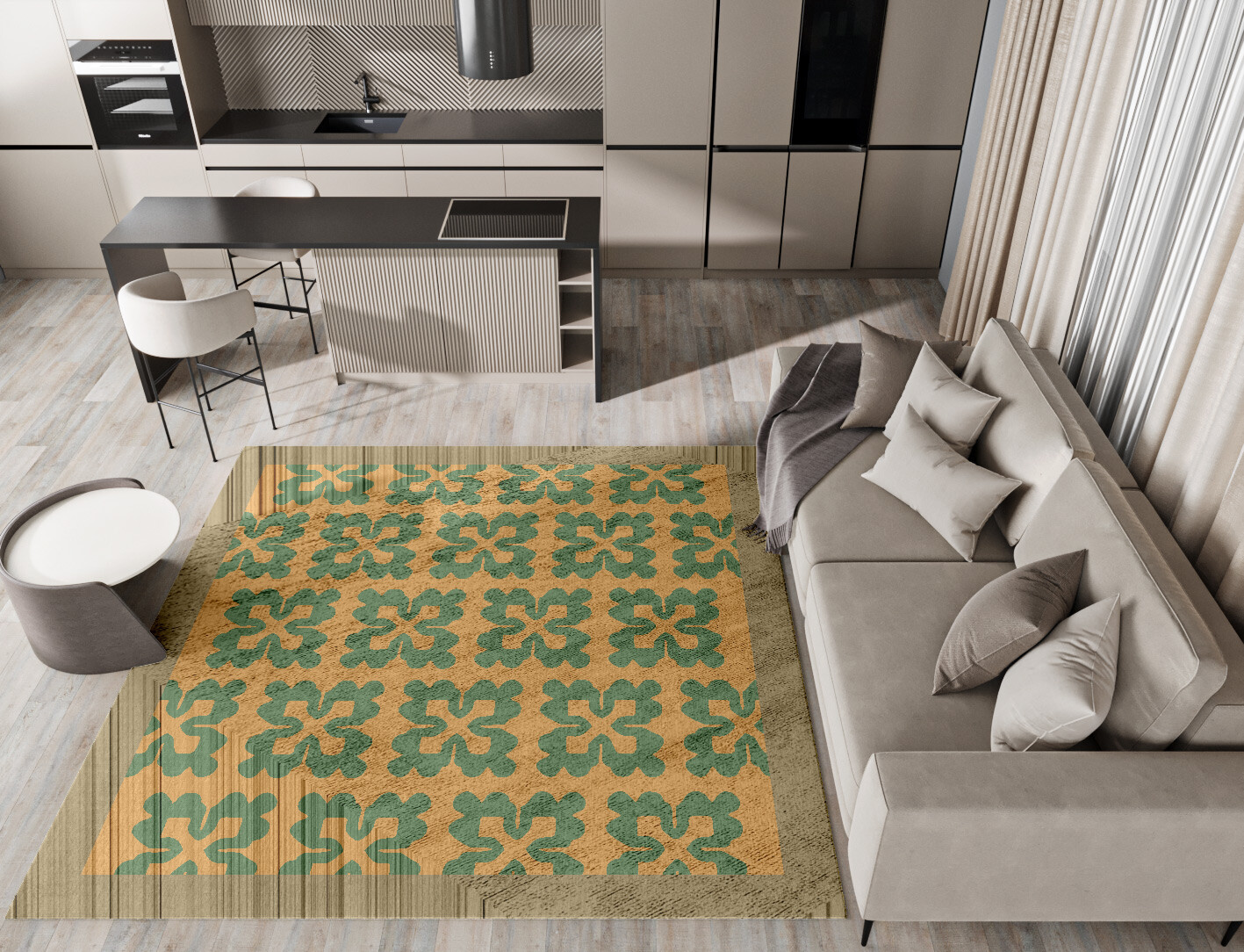 Saltire Geometric Square Hand Tufted Bamboo Silk Custom Rug by Rug Artisan