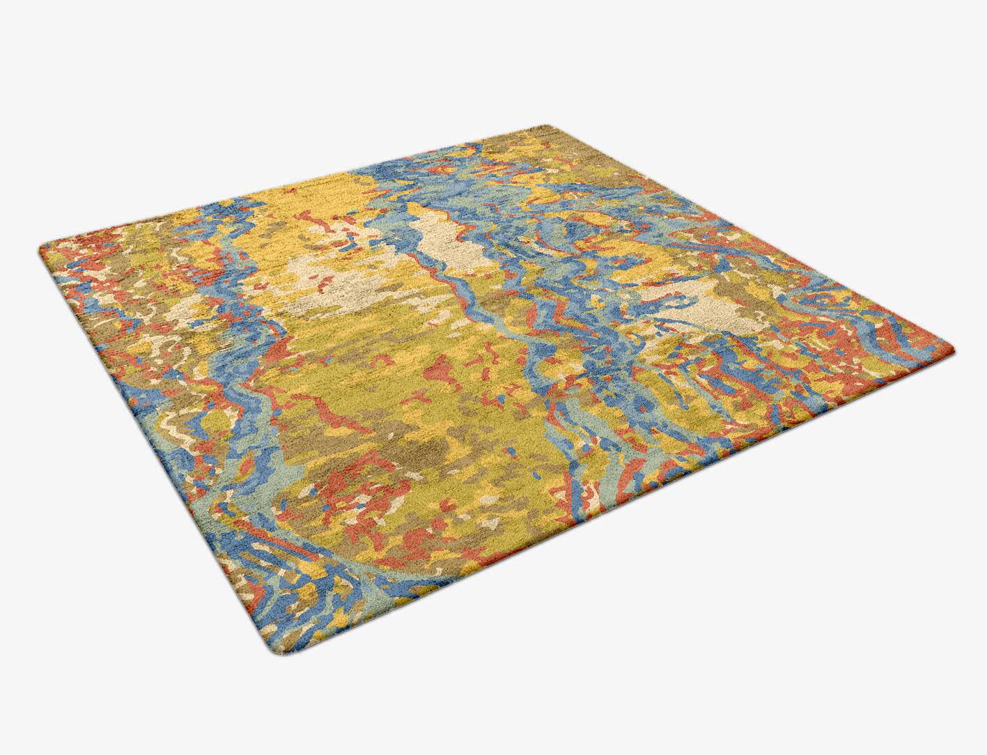 Sandbed Abstract Square Hand Tufted Bamboo Silk Custom Rug by Rug Artisan