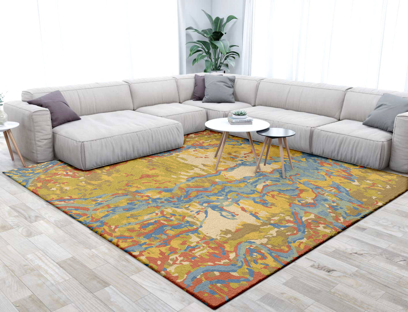 Sandbed Abstract Square Hand Tufted Pure Wool Custom Rug by Rug Artisan