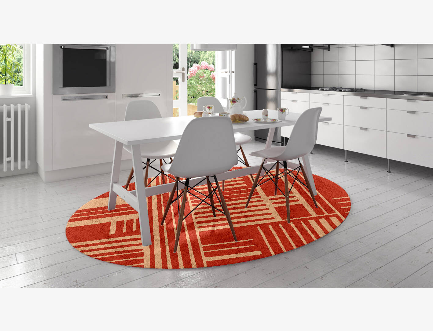 Schema Kid Oval Hand Knotted Bamboo Silk Custom Rug by Rug Artisan