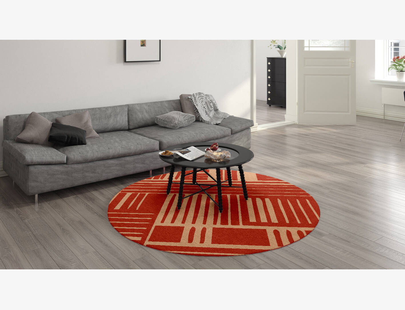 Schema Kid Round Hand Knotted Tibetan Wool Custom Rug by Rug Artisan