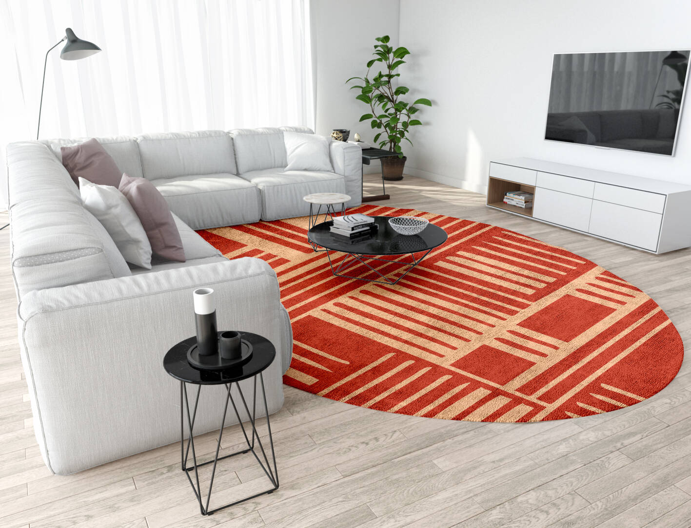 Schema Kid Oval Hand Tufted Bamboo Silk Custom Rug by Rug Artisan