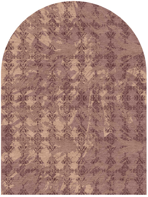 Scrolling Damask Vintage Arch Hand Knotted Tibetan Wool Custom Rug by Rug Artisan