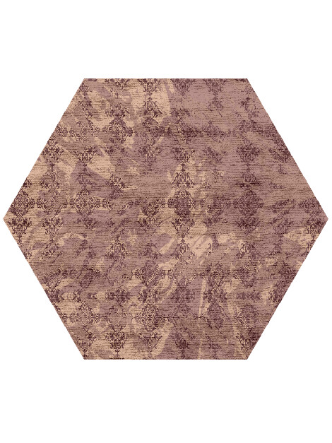 Scrolling Damask Vintage Hexagon Hand Knotted Bamboo Silk Custom Rug by Rug Artisan