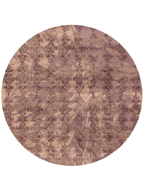 Scrolling Damask Vintage Round Hand Knotted Bamboo Silk Custom Rug by Rug Artisan