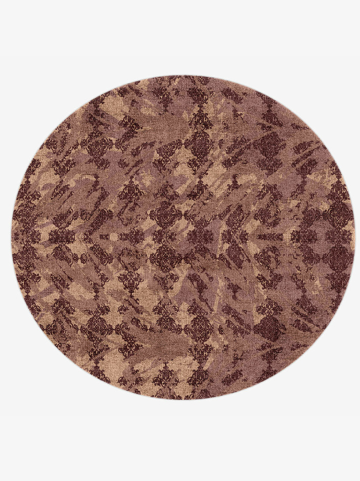 Scrolling Damask Vintage Round Hand Knotted Bamboo Silk Custom Rug by Rug Artisan