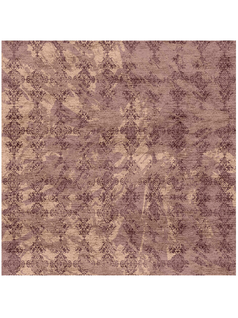 Scrolling Damask Vintage Square Hand Knotted Bamboo Silk Custom Rug by Rug Artisan