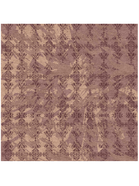 Scrolling Damask Vintage Square Hand Knotted Tibetan Wool Custom Rug by Rug Artisan