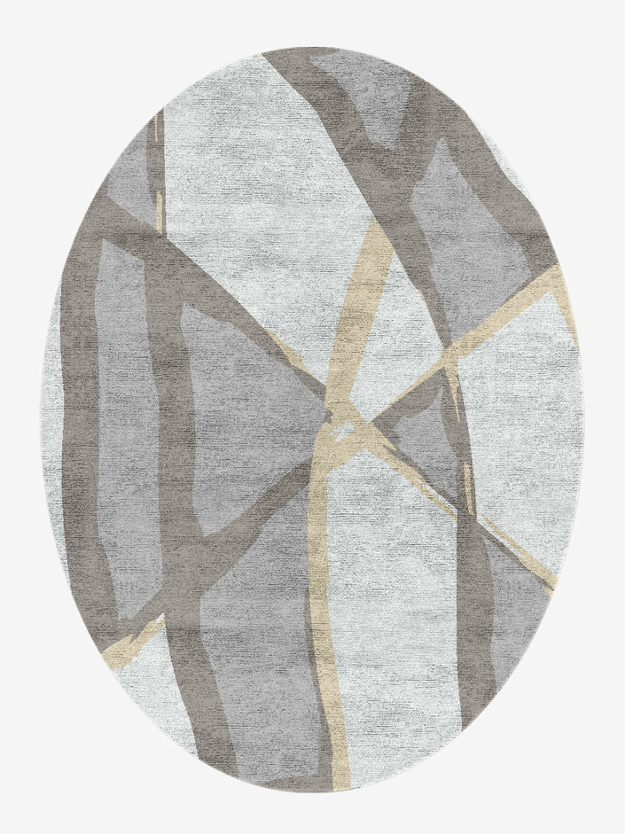 Scumble Modern Art Oval Hand Knotted Bamboo Silk Custom Rug by Rug Artisan