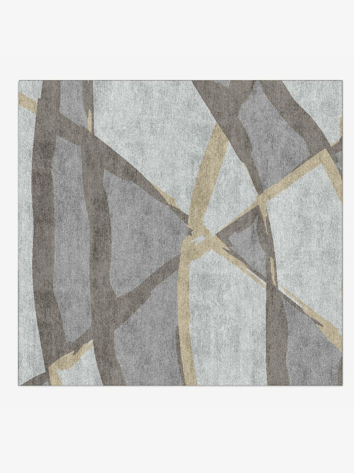 Scumble Modern Art Square Hand Knotted Bamboo Silk Custom Rug by Rug Artisan