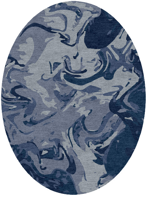 Sea Storm Surface Art Oval Hand Knotted Tibetan Wool Custom Rug by Rug Artisan