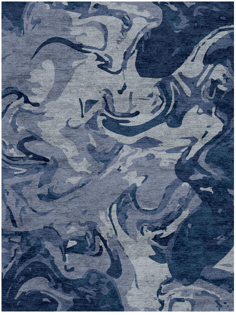 Sea Storm Surface Art Rectangle Hand Knotted Bamboo Silk Custom Rug by Rug Artisan