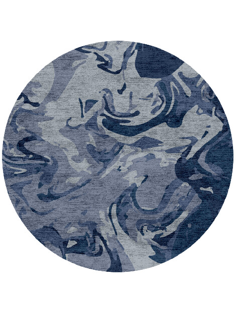 Sea Storm Surface Art Round Hand Knotted Bamboo Silk Custom Rug by Rug Artisan