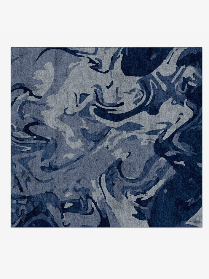 Sea Storm Surface Art Square Hand Knotted Bamboo Silk Custom Rug by Rug Artisan
