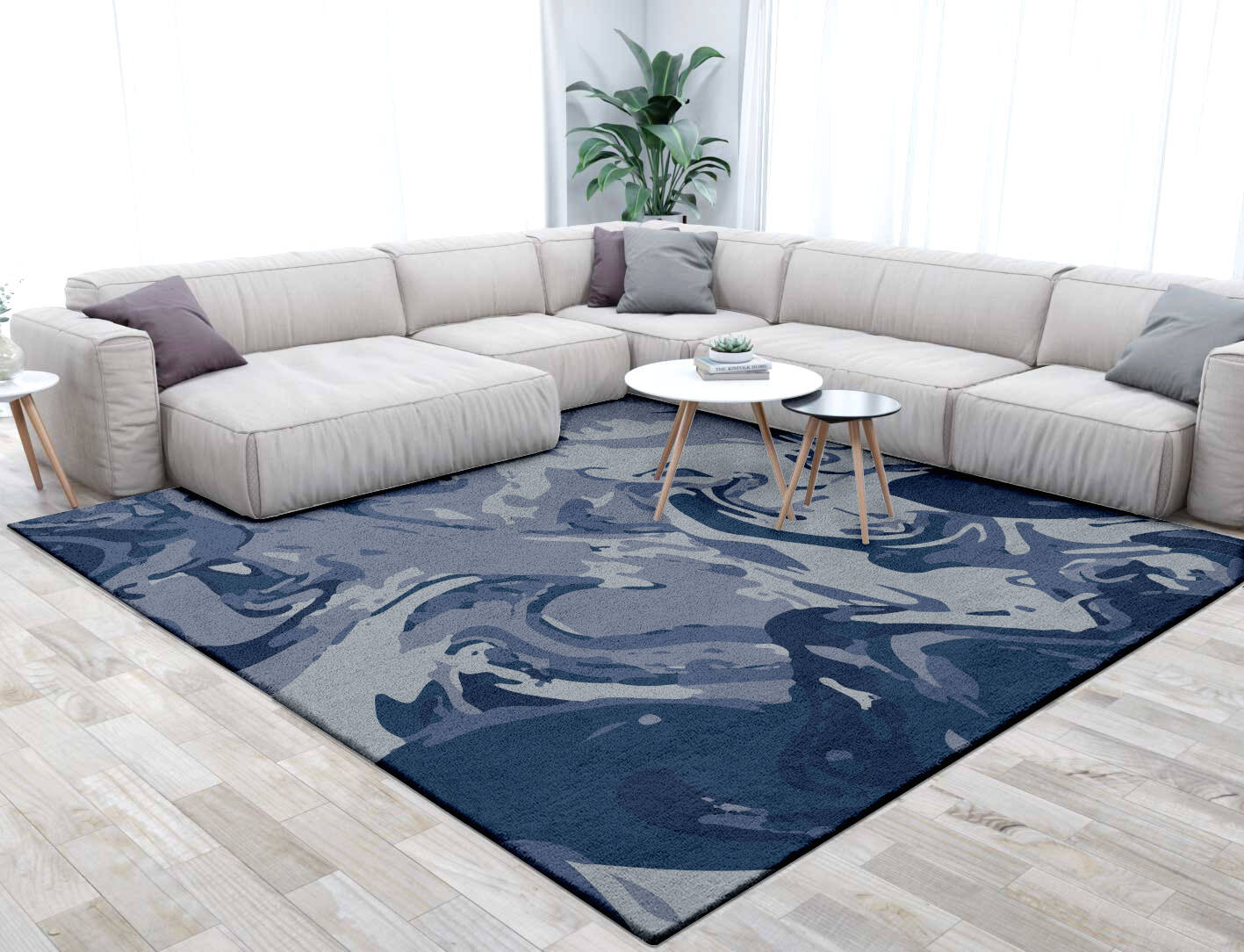 Sea Storm Surface Art Square Hand Tufted Pure Wool Custom Rug by Rug Artisan