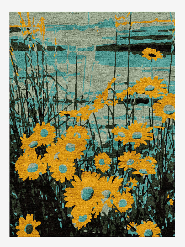 Sea View Floral Rectangle Hand Knotted Bamboo Silk Custom Rug by Rug Artisan