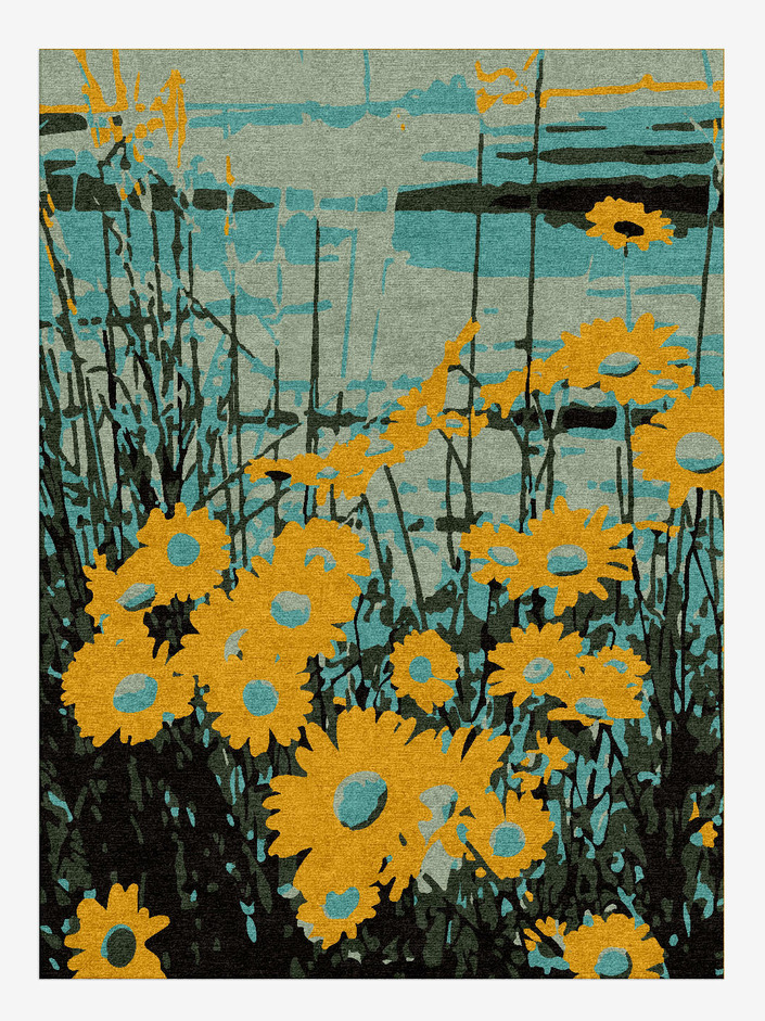 Sea View Floral Rectangle Hand Knotted Tibetan Wool Custom Rug by Rug Artisan