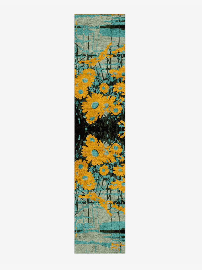 Sea View Floral Runner Hand Knotted Bamboo Silk Custom Rug by Rug Artisan