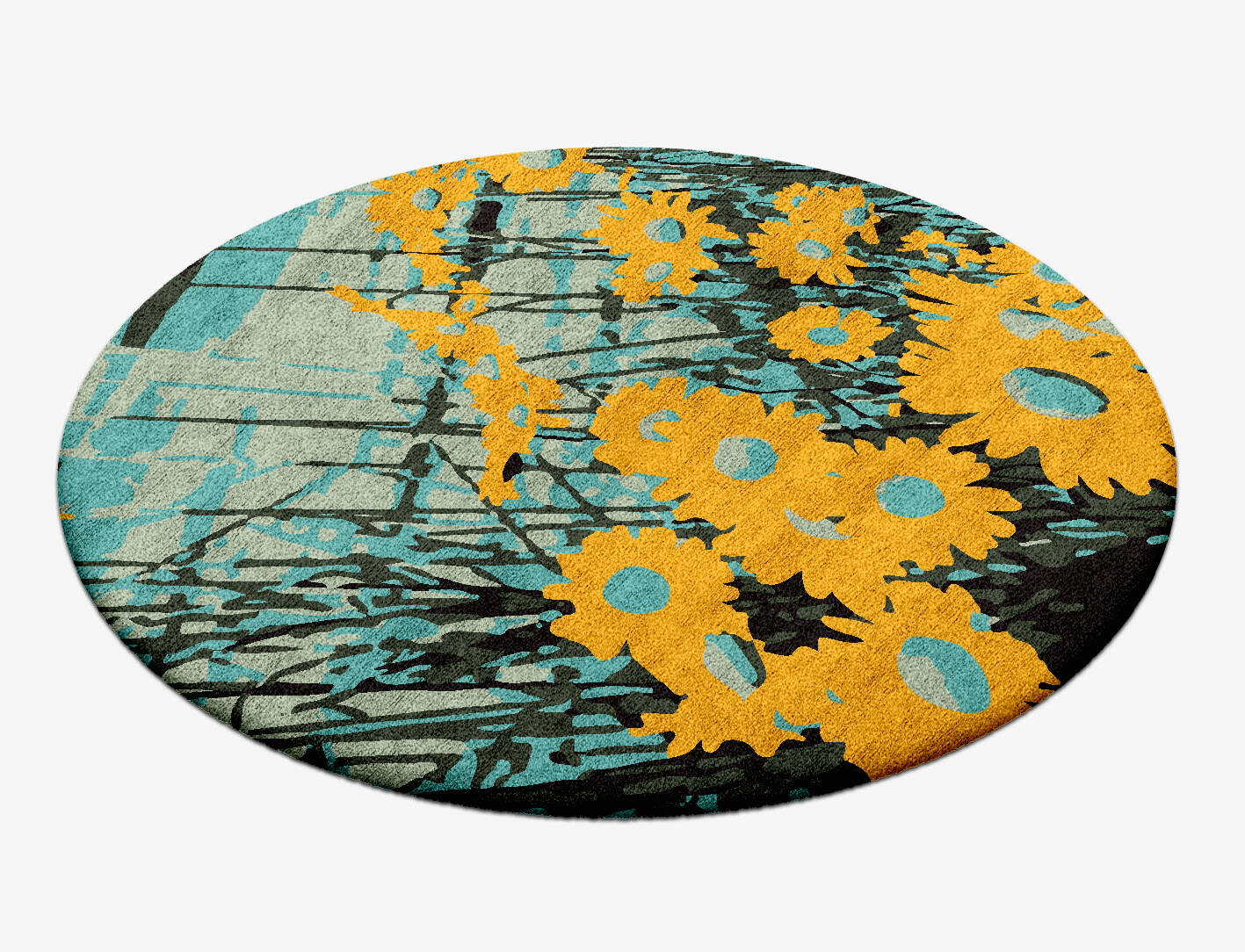 Sea View Floral Round Hand Tufted Bamboo Silk Custom Rug by Rug Artisan