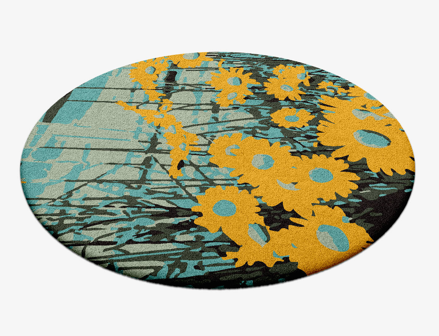 Sea View Floral Round Hand Tufted Pure Wool Custom Rug by Rug Artisan
