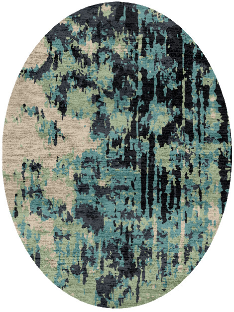 Seabed Surface Art Oval Hand Knotted Bamboo Silk Custom Rug by Rug Artisan
