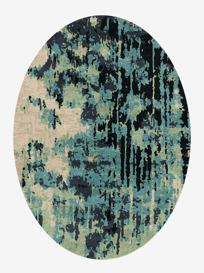 Seabed Surface Art Oval Hand Knotted Bamboo Silk Custom Rug by Rug Artisan