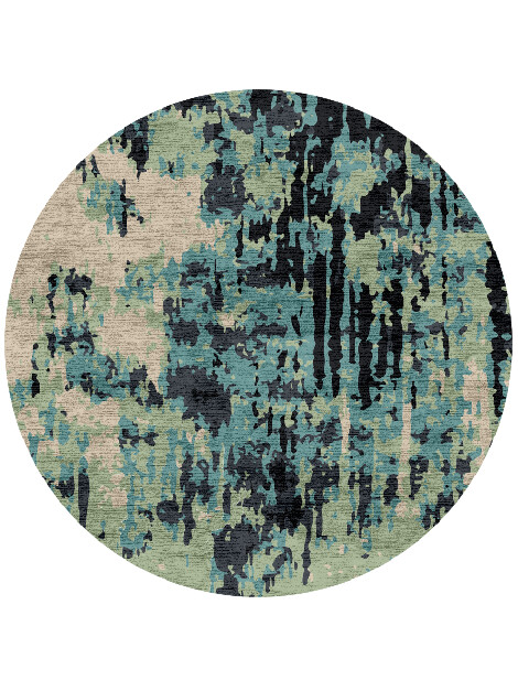 Seabed Surface Art Round Hand Knotted Bamboo Silk Custom Rug by Rug Artisan