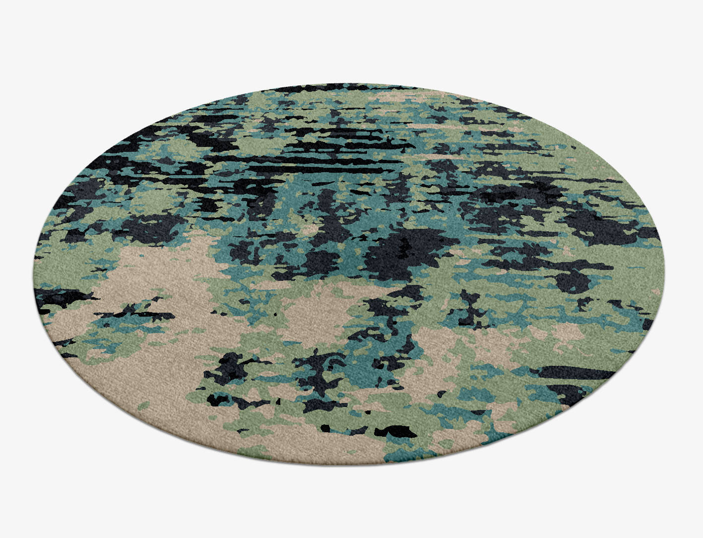 Seabed Surface Art Round Hand Knotted Tibetan Wool Custom Rug by Rug Artisan