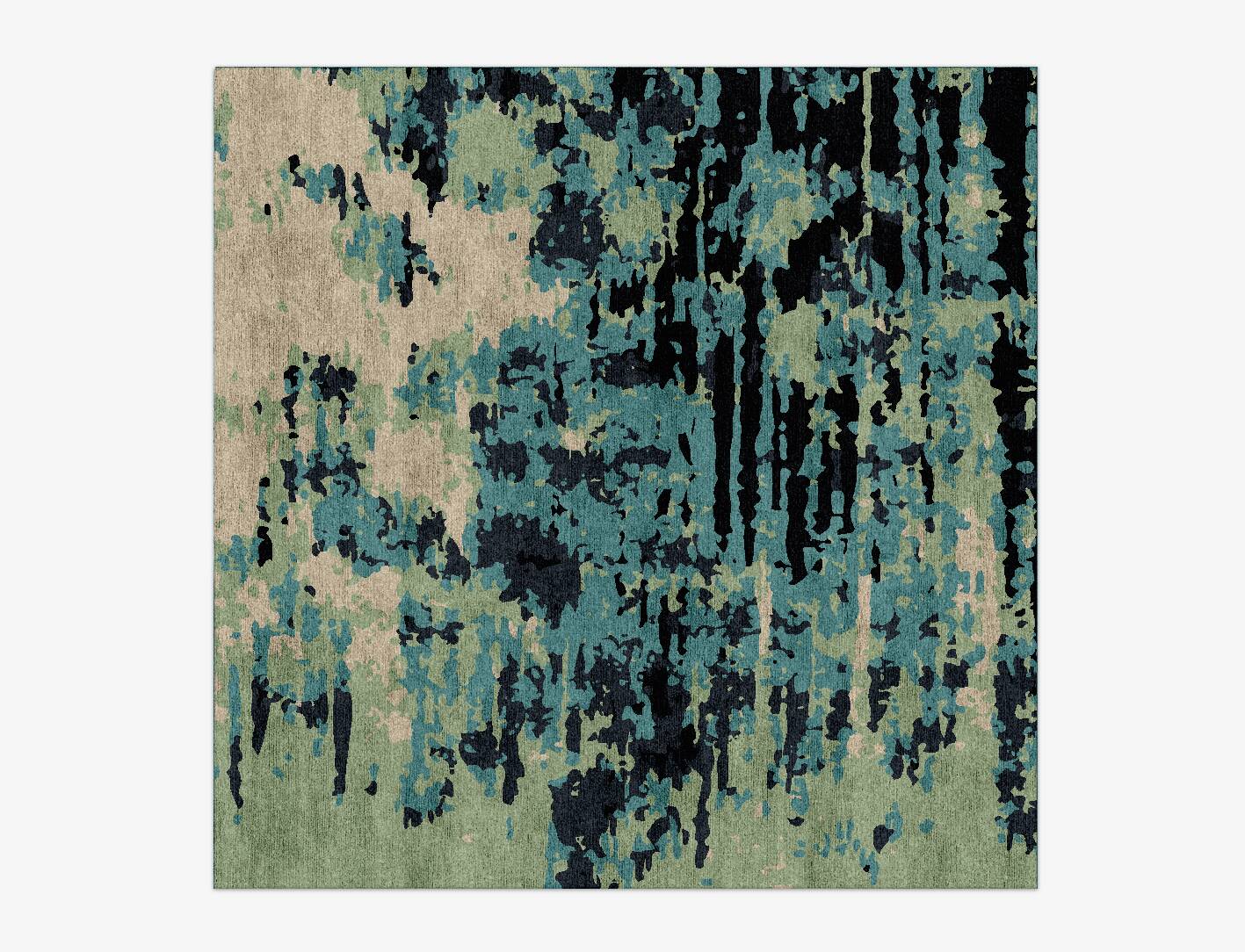 Seabed Surface Art Square Hand Knotted Bamboo Silk Custom Rug by Rug Artisan