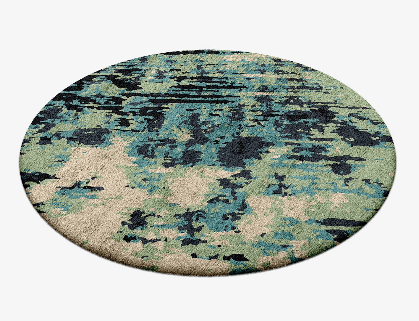 Seabed Surface Art Round Hand Tufted Bamboo Silk Custom Rug by Rug Artisan