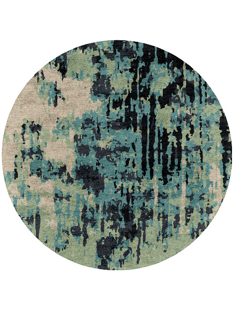 Seabed Surface Art Round Hand Tufted Bamboo Silk Custom Rug by Rug Artisan