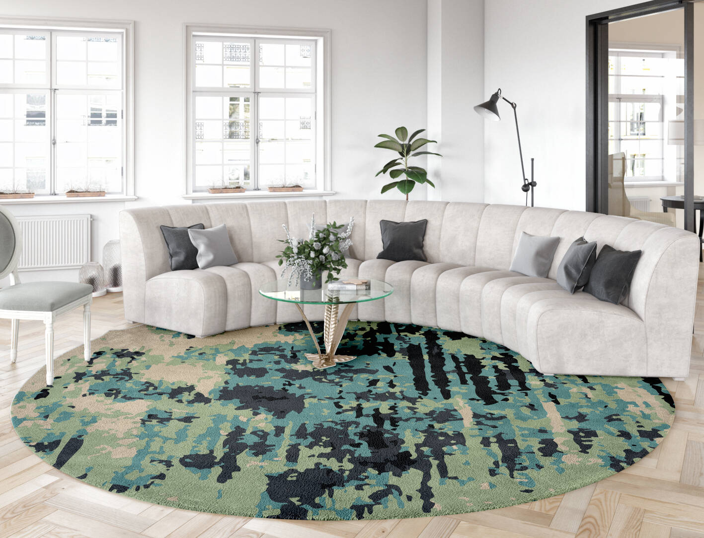 Seabed Surface Art Round Hand Tufted Pure Wool Custom Rug by Rug Artisan