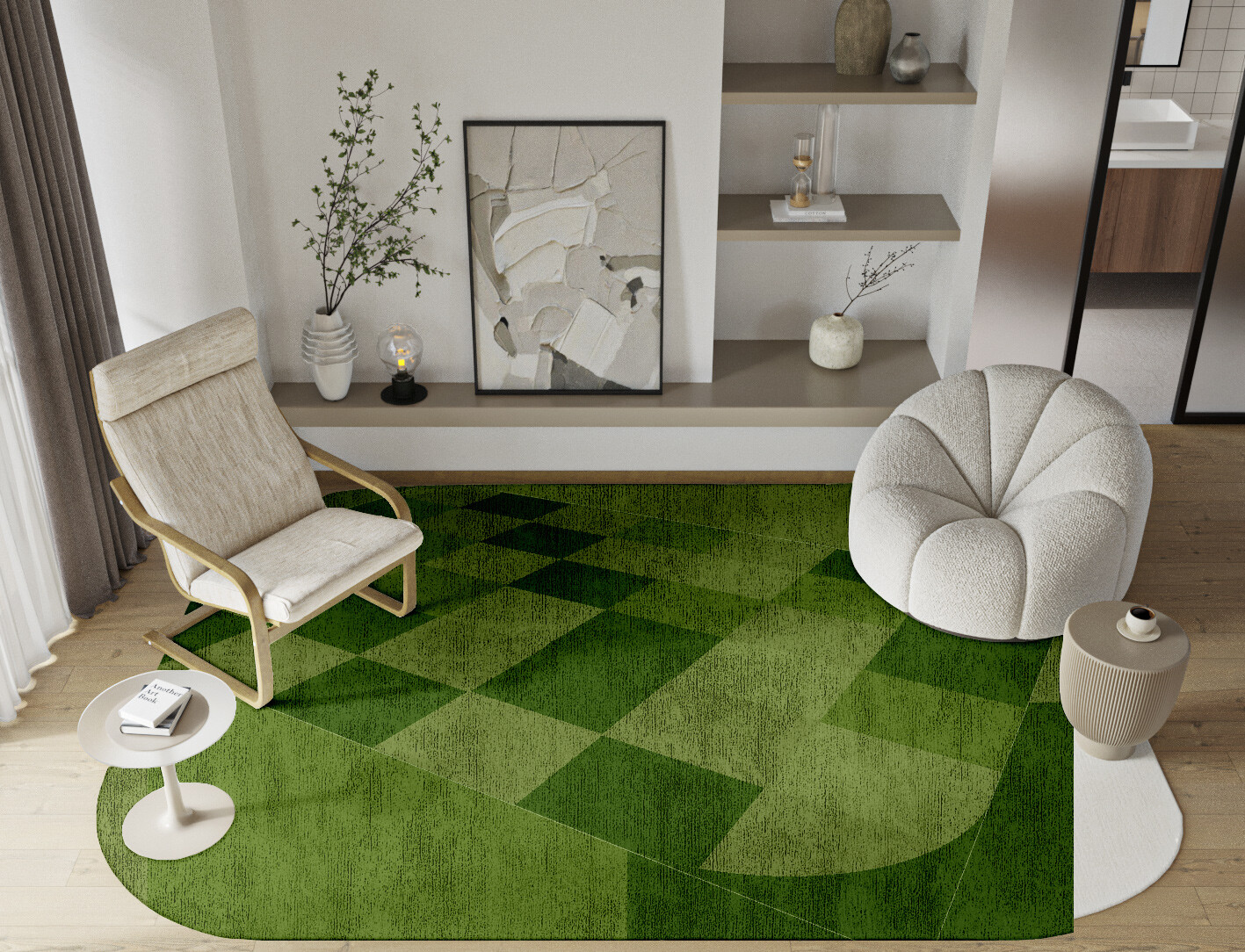 Seahorse Geometric Oblong Hand Tufted Bamboo Silk Custom Rug by Rug Artisan