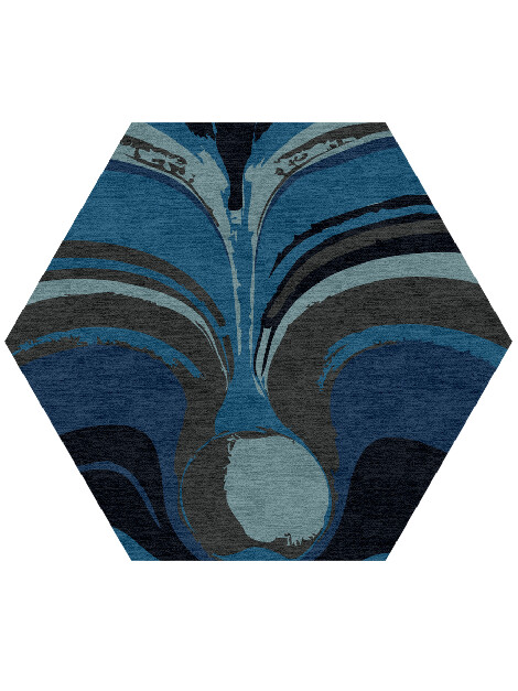 Seamount Modern Art Hexagon Hand Knotted Tibetan Wool Custom Rug by Rug Artisan