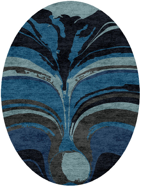 Seamount Modern Art Oval Hand Knotted Bamboo Silk Custom Rug by Rug Artisan