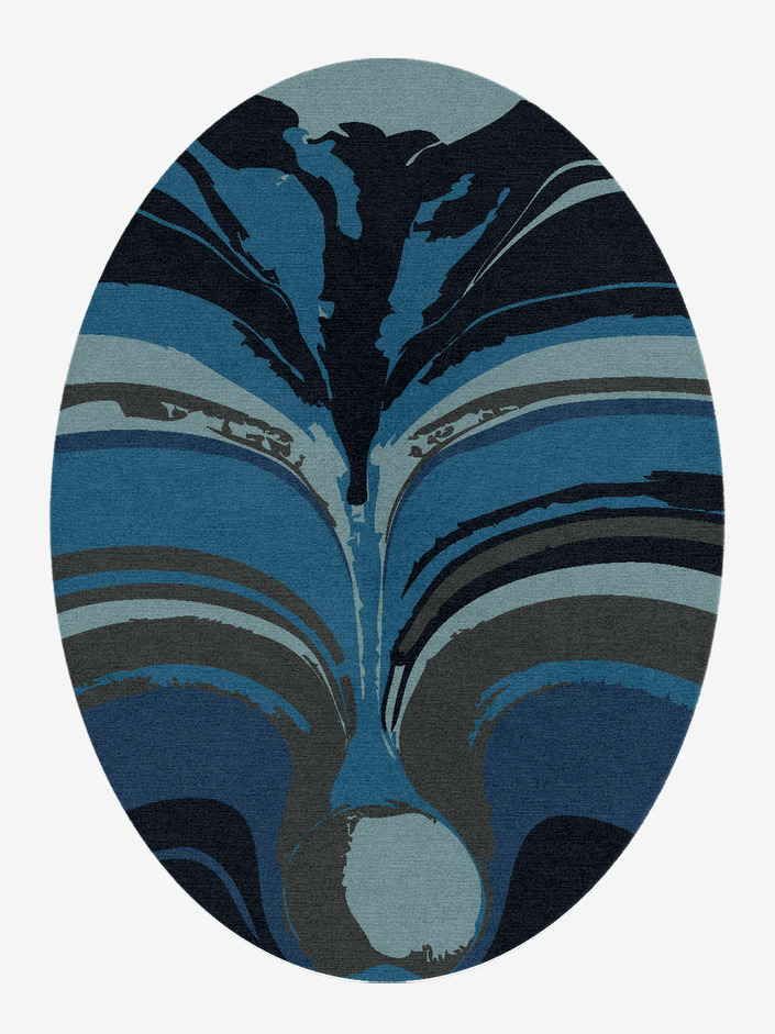 Seamount Modern Art Oval Hand Knotted Tibetan Wool Custom Rug by Rug Artisan