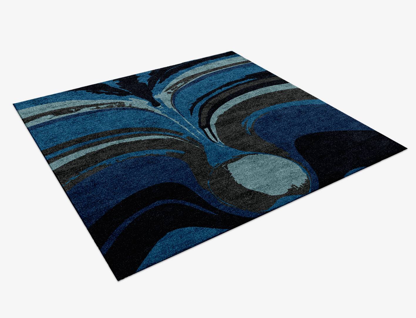 Seamount Modern Art Square Hand Knotted Bamboo Silk Custom Rug by Rug Artisan