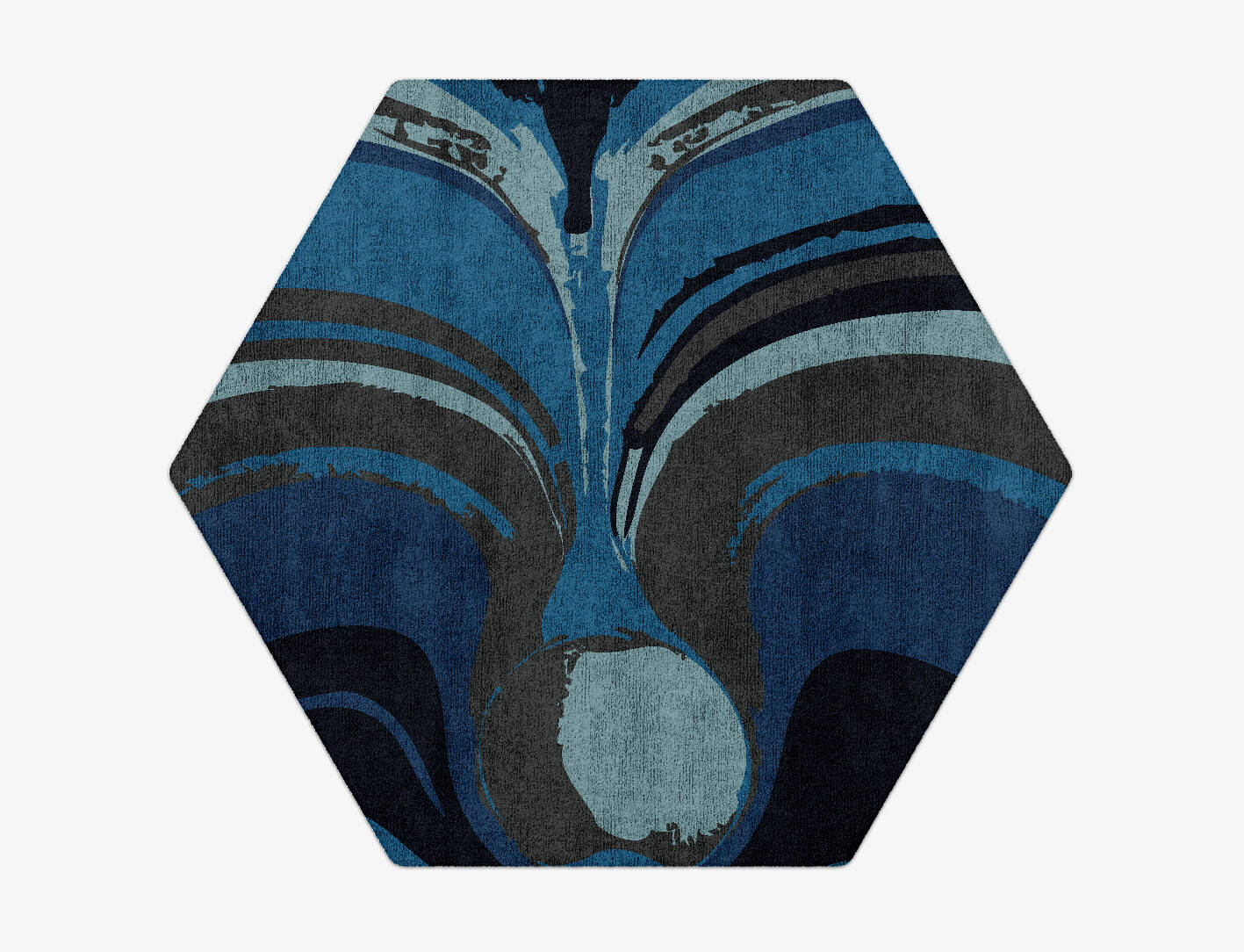 Seamount Modern Art Hexagon Hand Tufted Bamboo Silk Custom Rug by Rug Artisan