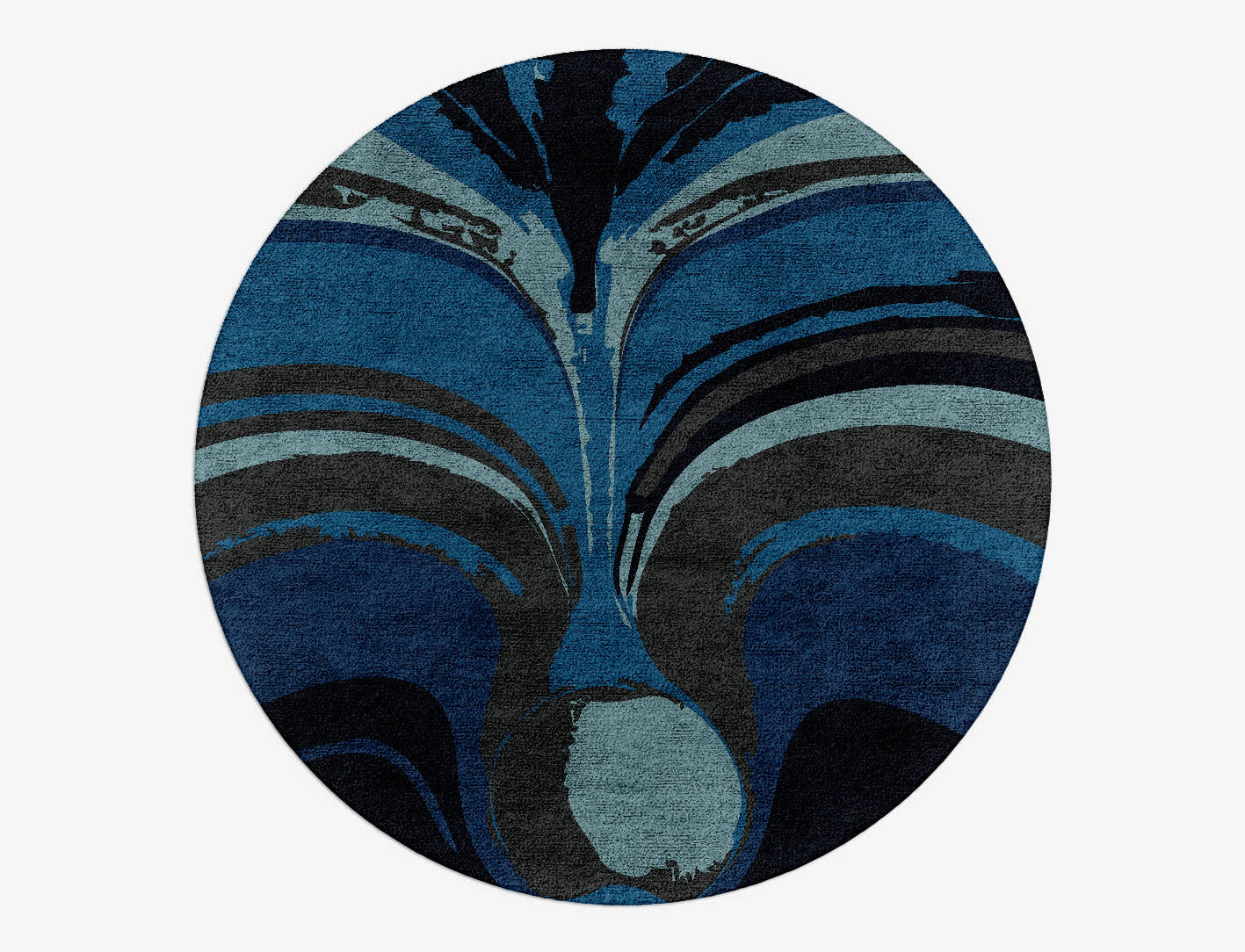 Seamount Modern Art Round Hand Tufted Bamboo Silk Custom Rug by Rug Artisan