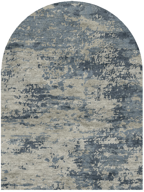 Seascape Brush Strokes Arch Hand Knotted Bamboo Silk Custom Rug by Rug Artisan