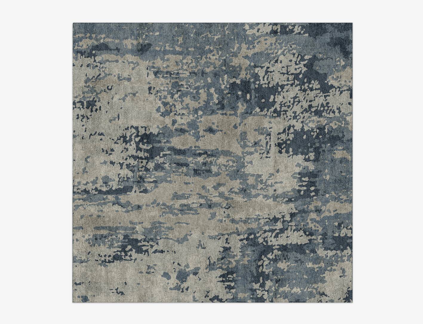 Seascape Brush Strokes Square Hand Knotted Bamboo Silk Custom Rug by Rug Artisan